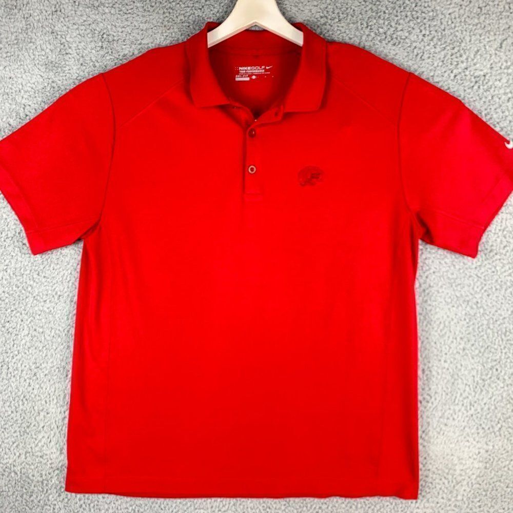 Nike Golf Polo Shirt Mens Large Red Tour Performance Gator Creek Golf Club Rugby